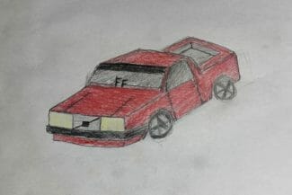 Teckning av elev på workshop med Optagonen