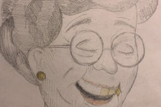 Teckning av elev på workshop med Optagonen