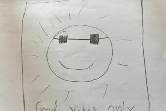 Good vibes teckning av elev på Optagonens workshop