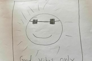 Good vibes teckning av elev på Optagonens workshop
