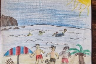 Teckning av strand av elev i Norrköping