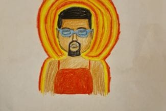 Teckning av en man med solglasögon