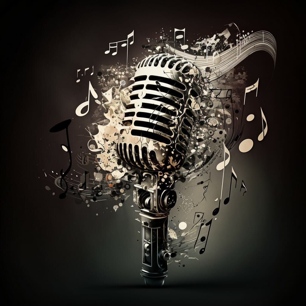 Mikrofon med musiknoter