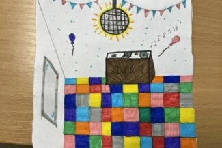 Teckning av dansgolv från elev i Sotenäs