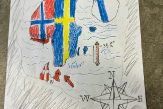 Teckning av norden av elev från Sotenäs