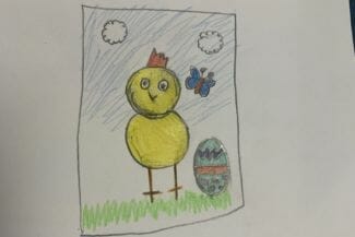 Teckning av en påskkyckling