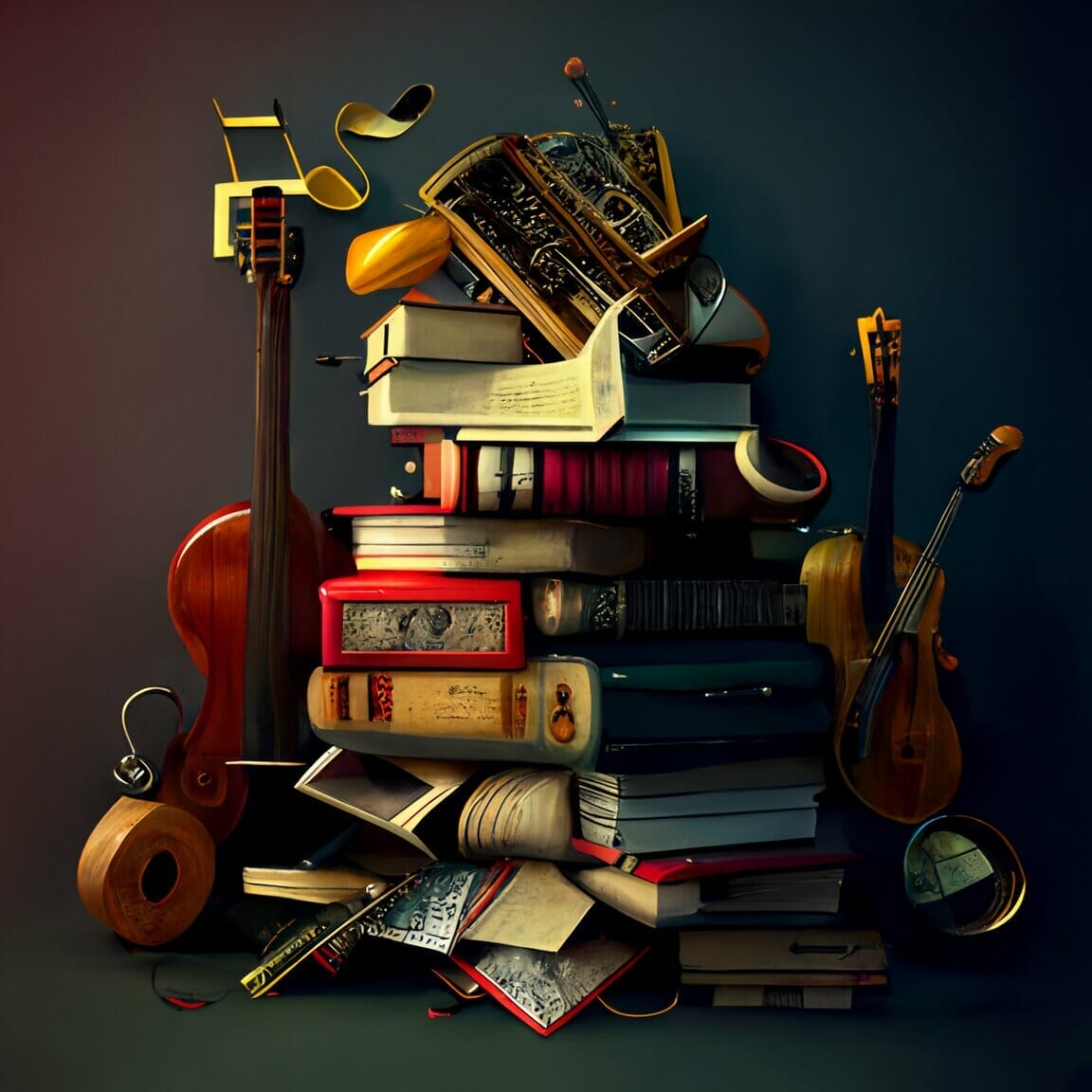 Munkfors bild på böcker och instrument