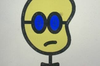 teckning av en gubbe med glasögon