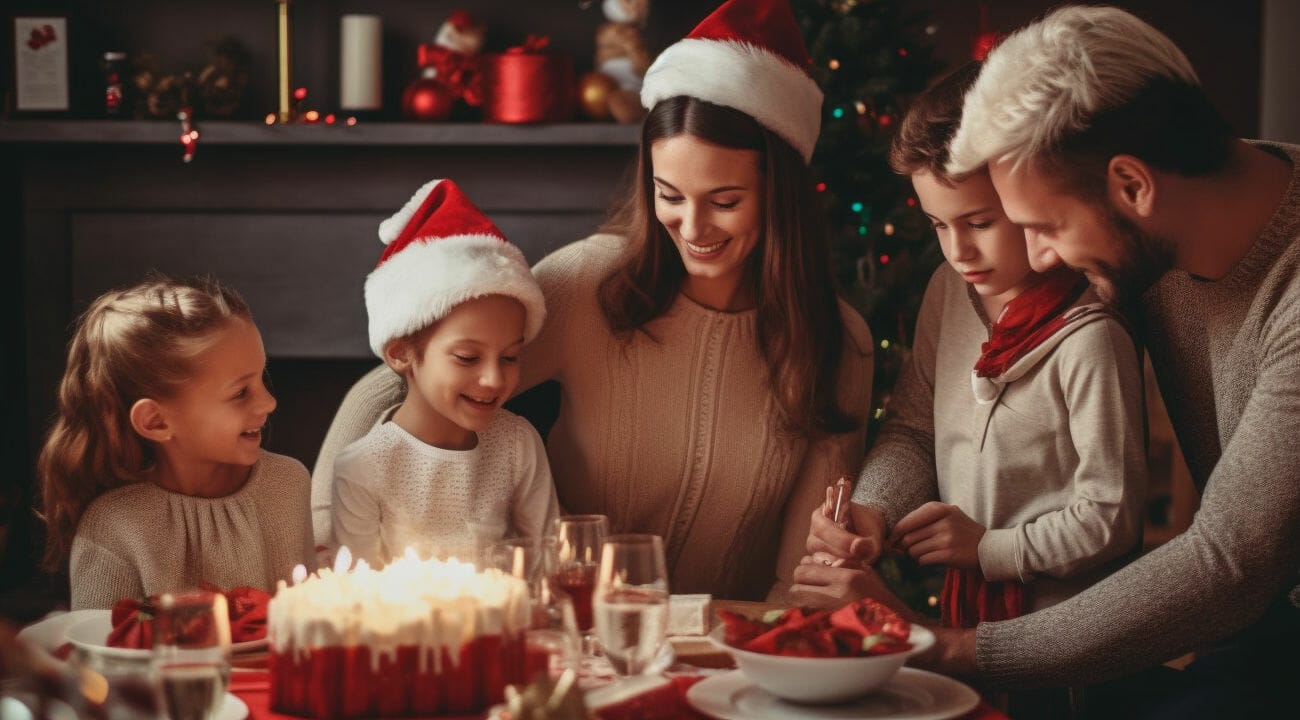 a family with children celebrating Christmas together
