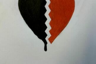 Ett brustet hjärtan ritad av elev i Skövde