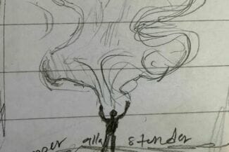 Teckning av en man som släpper alla stunder