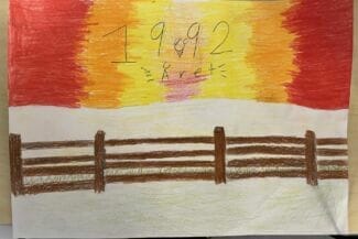 teckning av en solnedgång