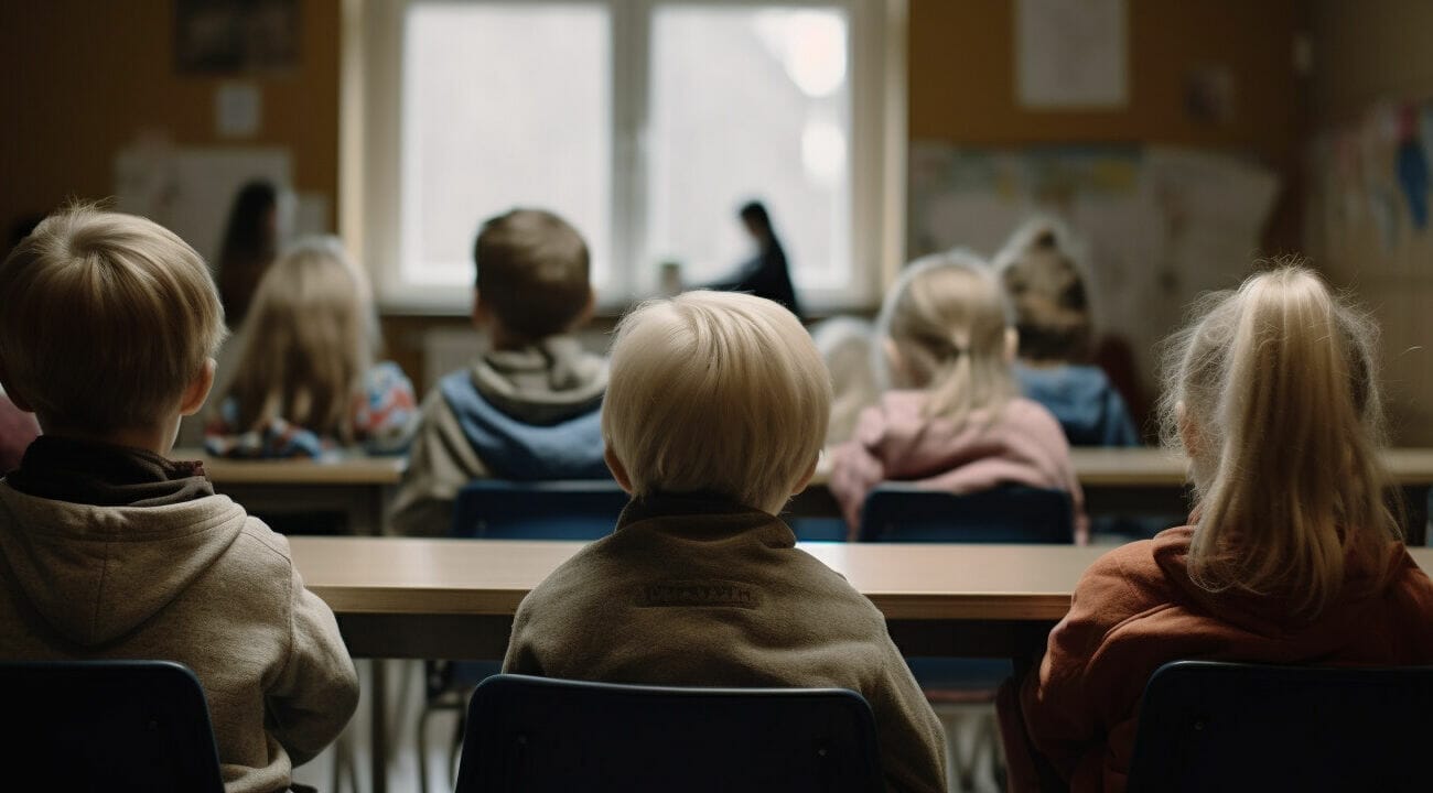 Swedish Children sitting in a classroom with their