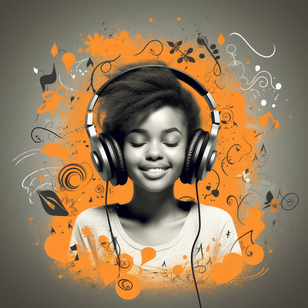 En flicka som lyssnar på musik