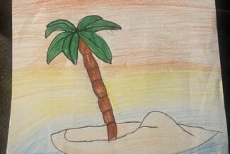 BTackning av en palm på en öde ö