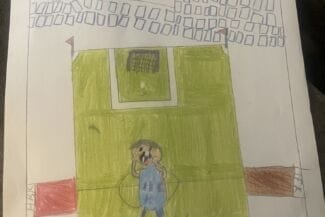 teckning av en fotbolls spelare på en plan