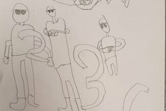 Teckning av gubbar som har solglasögon på sig