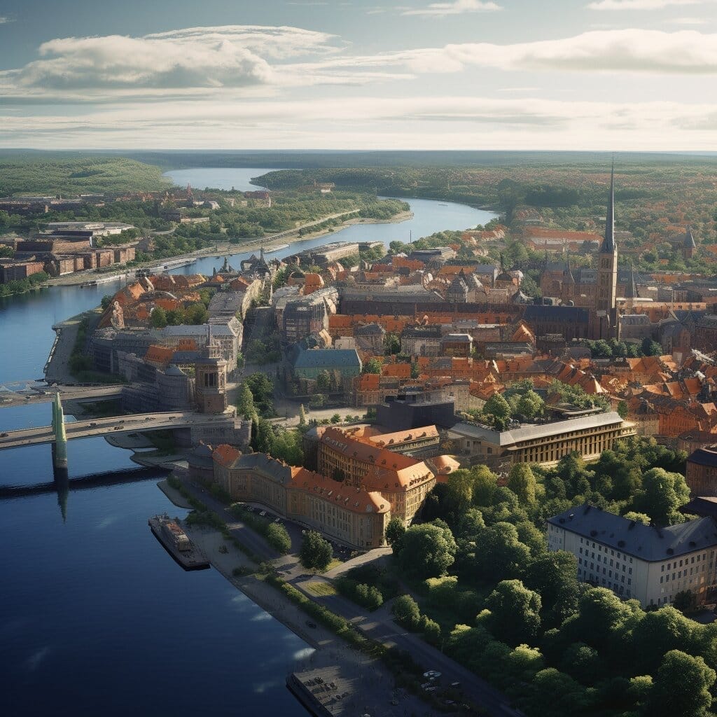 En konstnärlig tolkning av Halmstad