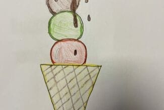 Teckning av en glass strut