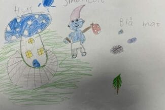 Teckning av en smuf och hans hus