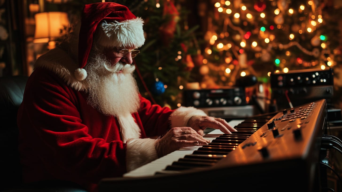 santa is making music insida optagonen