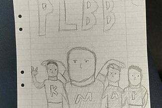 teckning av 4 killar