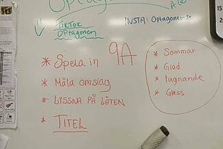 vita tavlan med upplägg för workshop