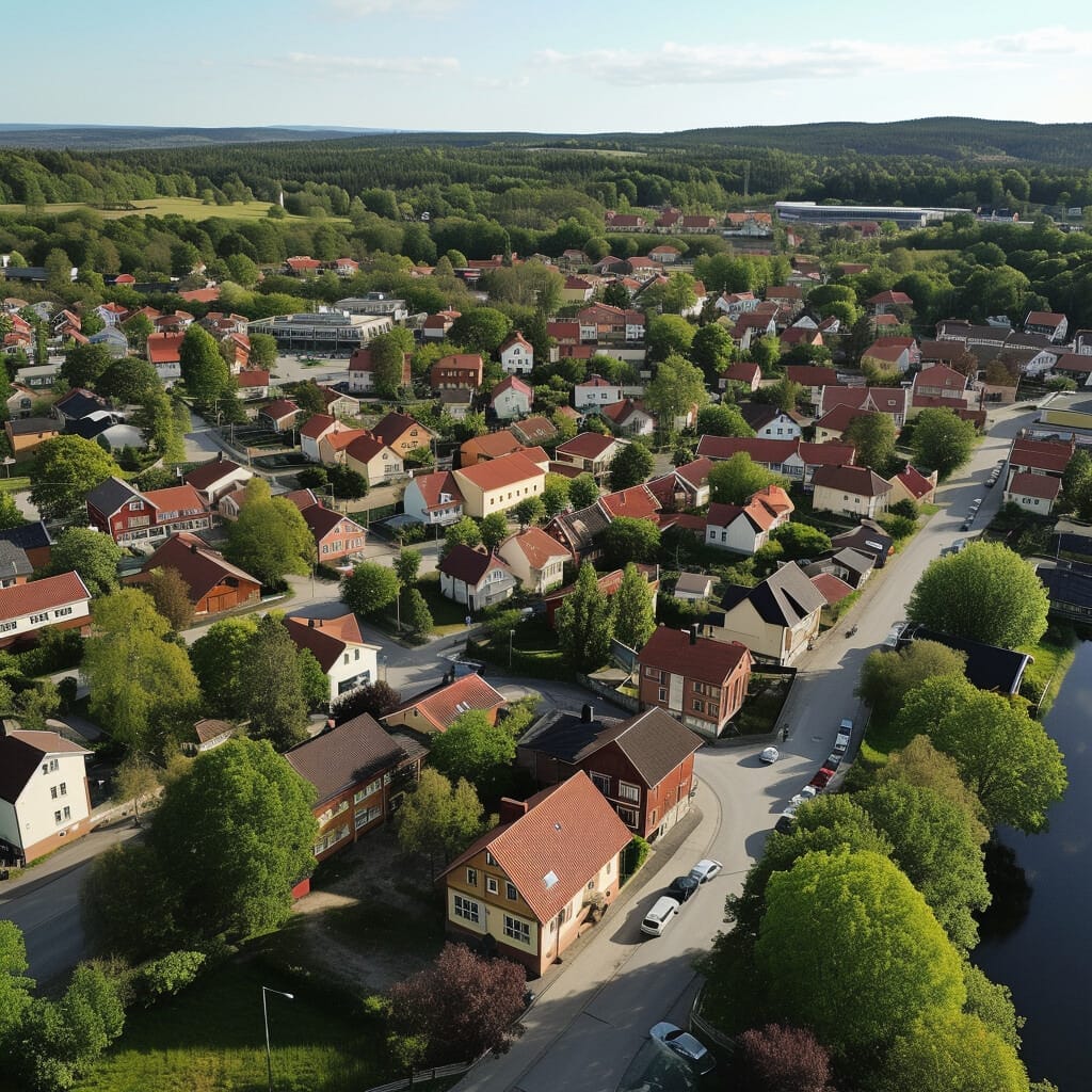 En AI bild över staden Vimmerby